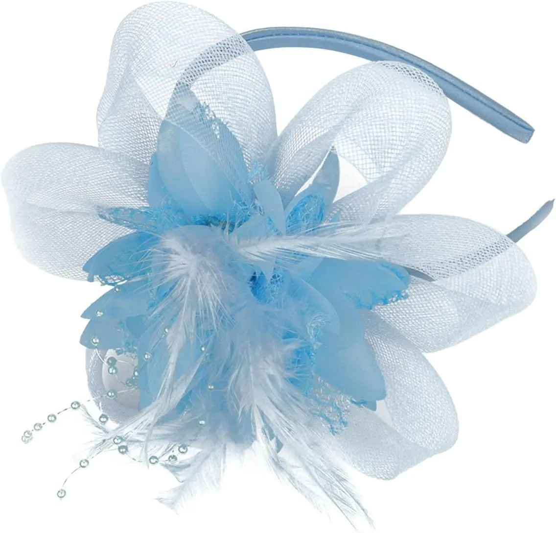 Fascinators Hats for Women Derby Hats Headband Tea Parties Carnival Ribbon Feathers Hair Clip Bride (B, One Size)
