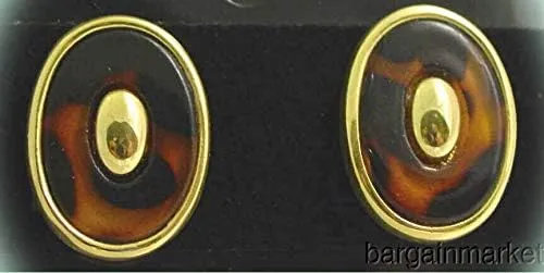 Faux Tortoise Shell Pattern Clip On Fashion Oval Earrings For Women