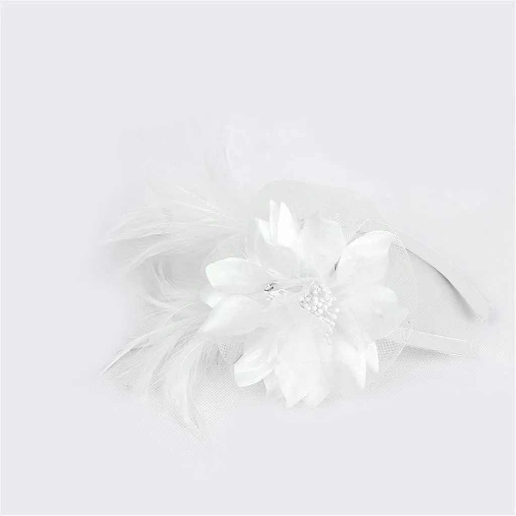 Feathers Fascinators Hat for Women Tea Party Headband Kentucky Wedding Church Mesh Hair Clip