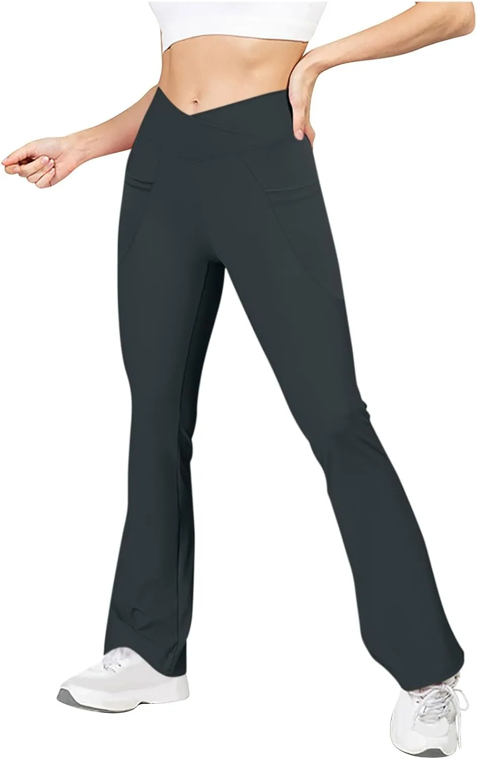 Flare Leggings for Women High Waisted Crossover Yoga Athletic Flared Pants Bootcut Casual Stretch Gym Workout Clothes