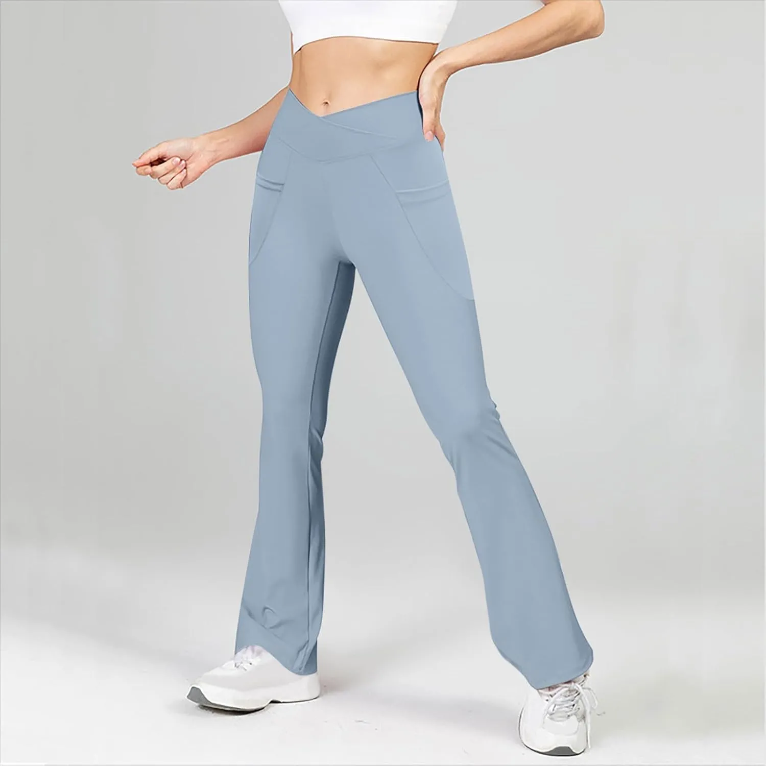 Flare Leggings for Women High Waisted Crossover Yoga Athletic Flared Pants Bootcut Casual Stretch Gym Workout Clothes