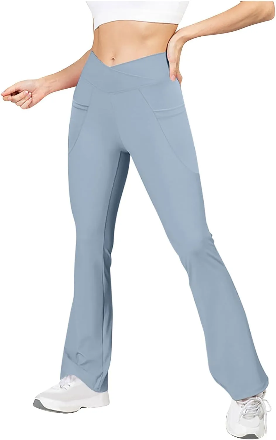 Flare Leggings for Women High Waisted Crossover Yoga Athletic Flared Pants Bootcut Casual Stretch Gym Workout Clothes