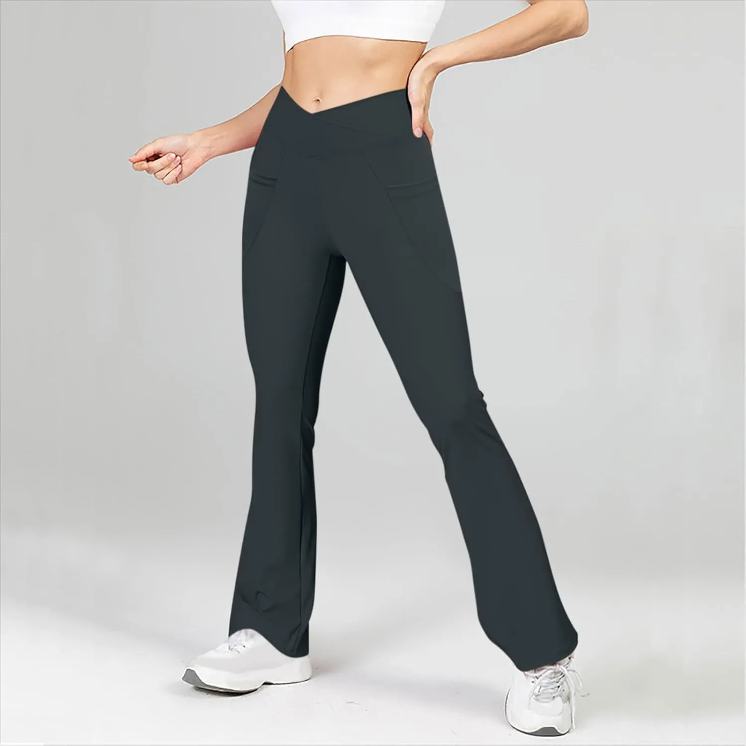 Flare Leggings for Women High Waisted Crossover Yoga Athletic Flared Pants Bootcut Casual Stretch Gym Workout Clothes