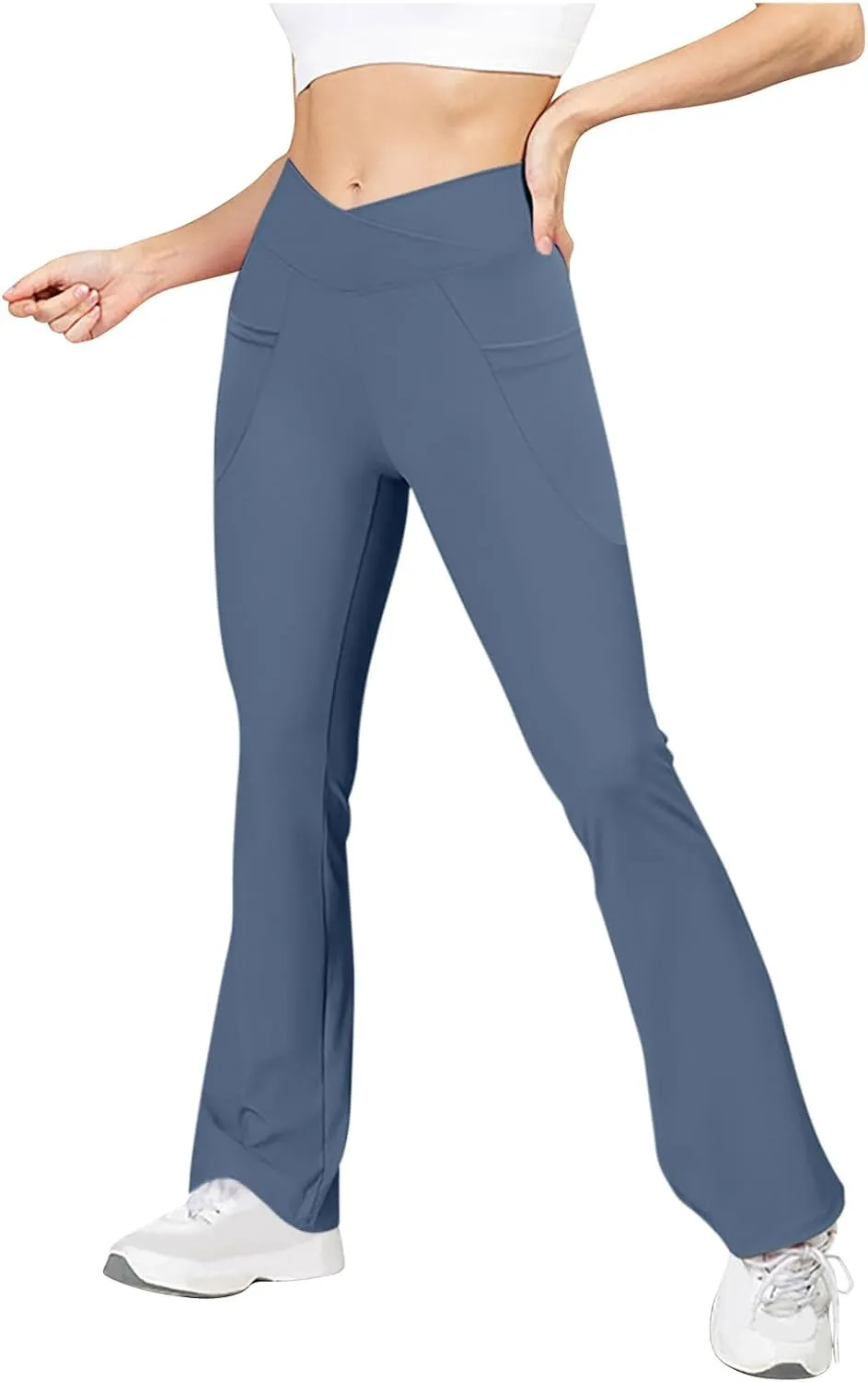 Flare Leggings for Women High Waisted Crossover Yoga Athletic Flared Pants Bootcut Casual Stretch Gym Workout Clothes