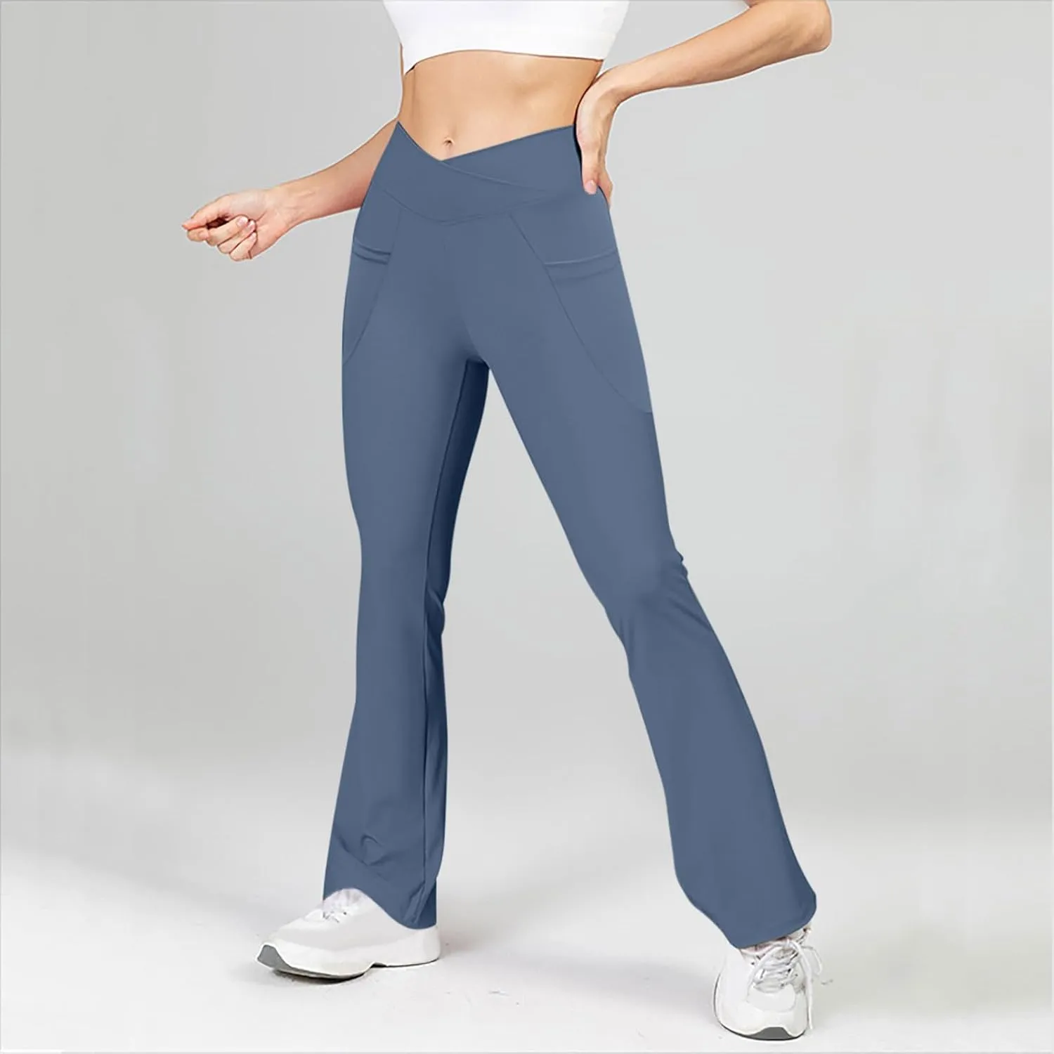Flare Leggings for Women High Waisted Crossover Yoga Athletic Flared Pants Bootcut Casual Stretch Gym Workout Clothes