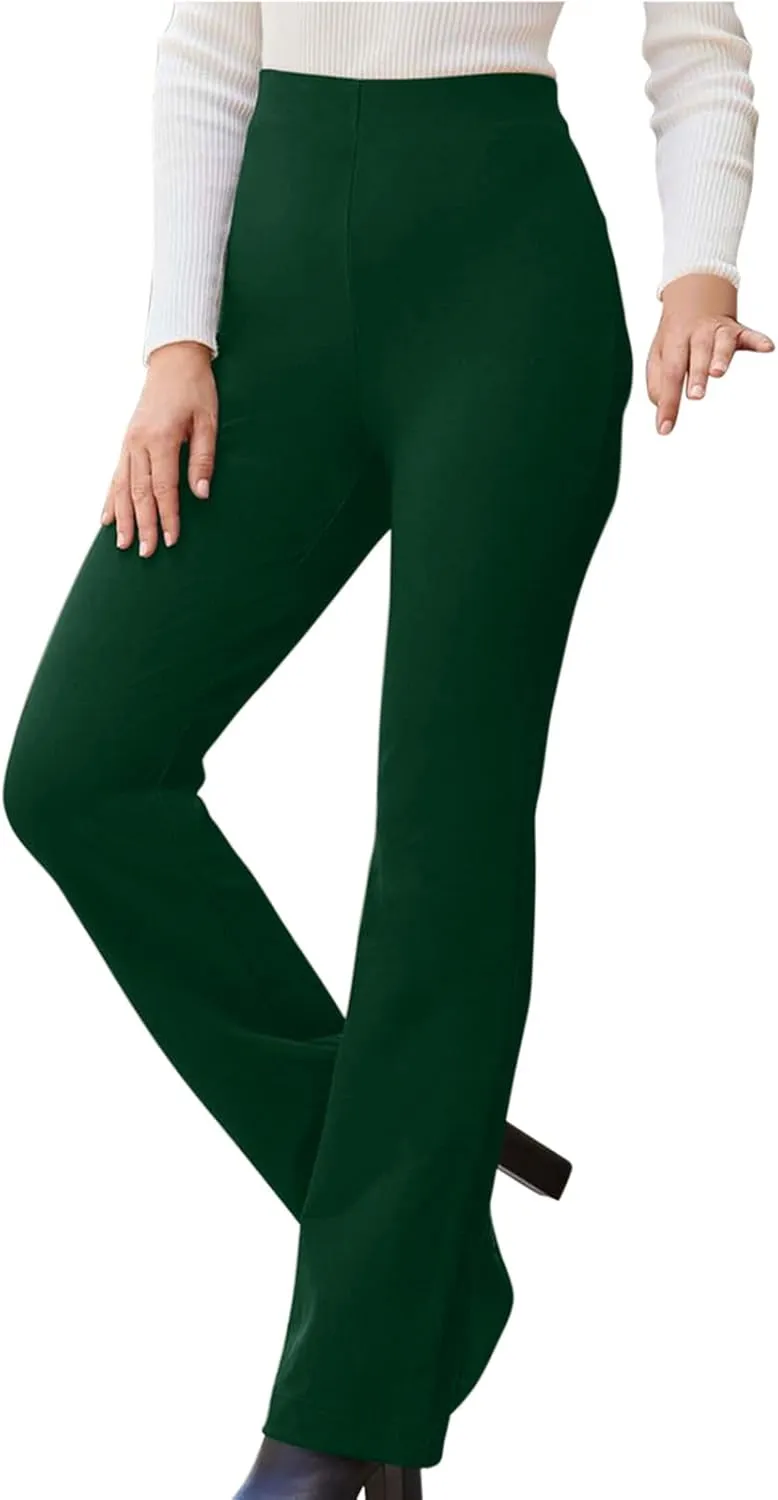 Flared Pull On Work Pants for Women Tall Yoga Leggings High Waist Stretchy Bootcut Office Business Casual Gym Trousers