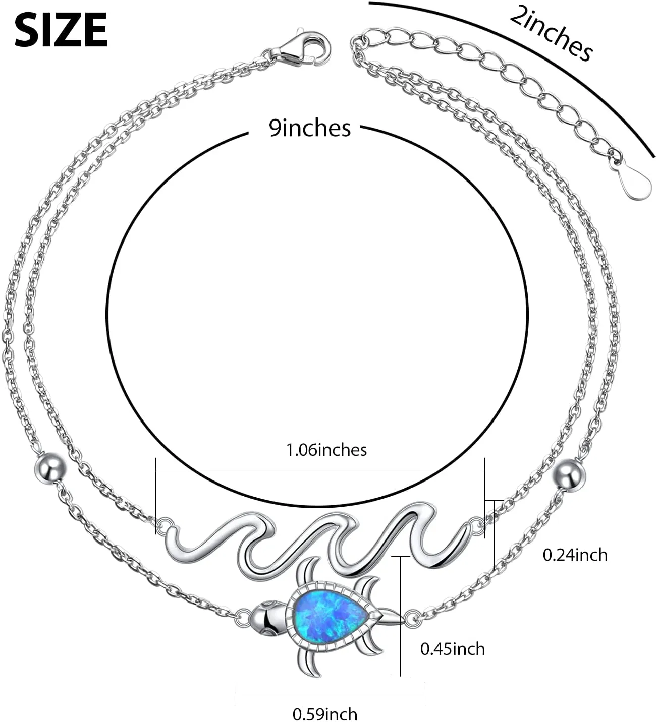 FLYOW Anklet for Women S925 Sterling Silver Adjustable Foot Beaded Heart Charm Ankle Bracelet Anklets Jewelry