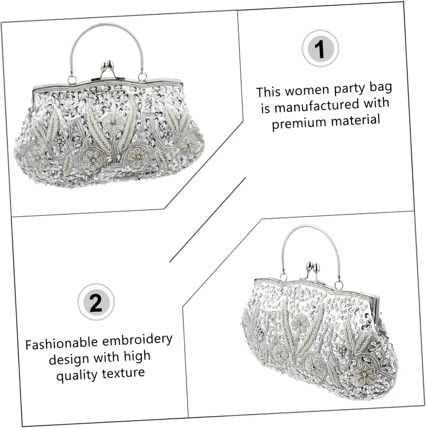 GALPADA 1pc Dinner Bag Evening Handbag Women Party Banquet Bag Handmade Clutch Bag Artificial Pearls Clutch Bag