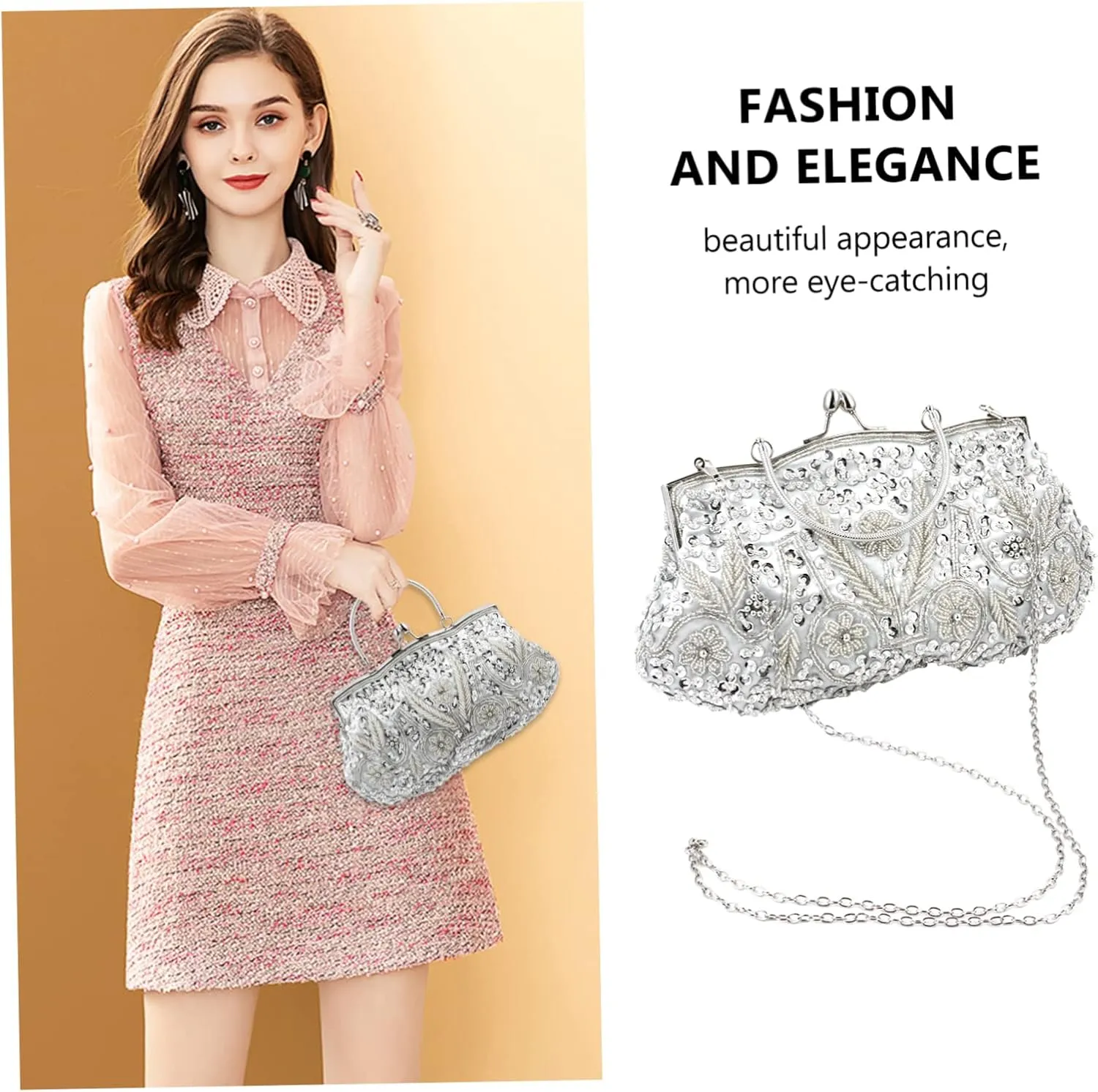 GALPADA 1pc Dinner Bag Evening Handbag Women Party Banquet Bag Handmade Clutch Bag Artificial Pearls Clutch Bag