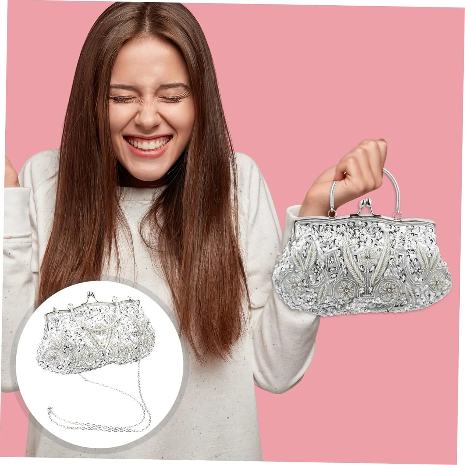GALPADA 1pc Dinner Bag Evening Handbag Women Party Banquet Bag Handmade Clutch Bag Artificial Pearls Clutch Bag