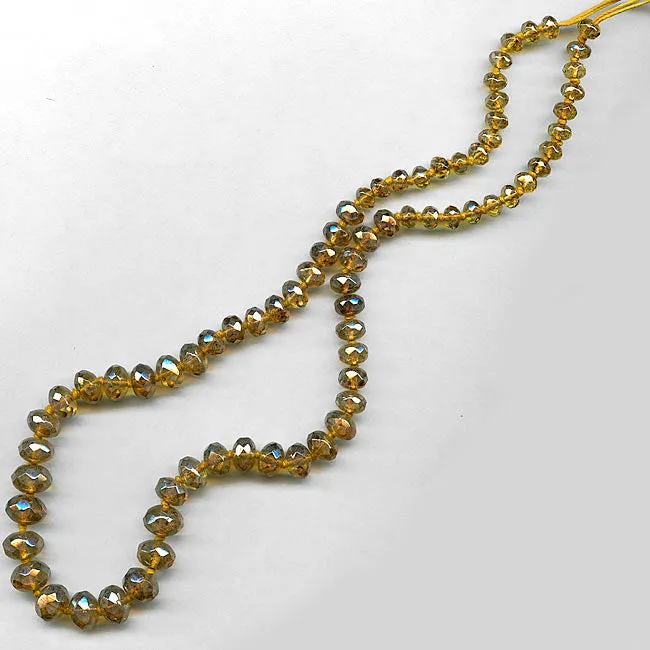 Graduated knotted strand gemstone-cut citrine luster glass bead strand.16 in. strand.  b11-yo-0878