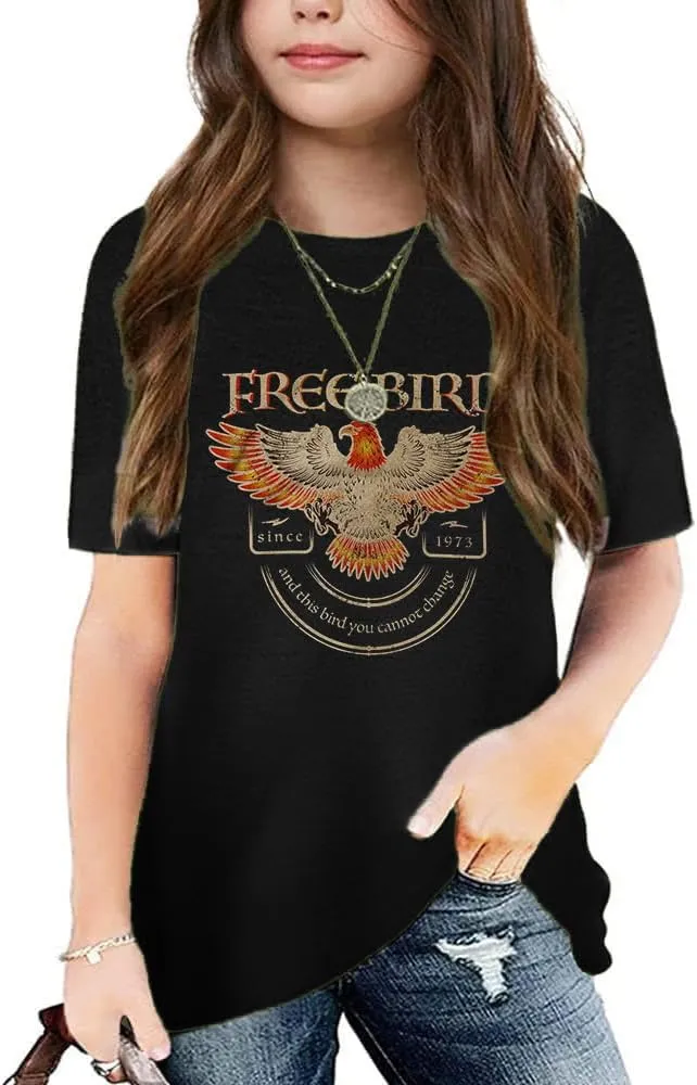 Graphic Tees for Girls Kids Summer Tops Crewneck Short Sleeve T Shirt 5-14 Years