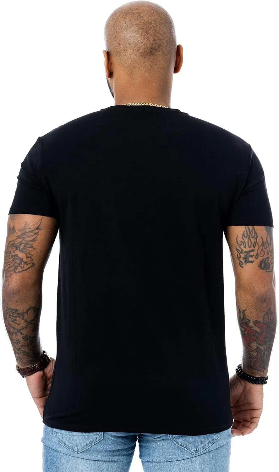 HEADS OR TAILS Mens Graphic T-Shirts with Rhinestones, Animal Design Bling Stone Studded, Slim Fit Knit Cool T Shirts for Men