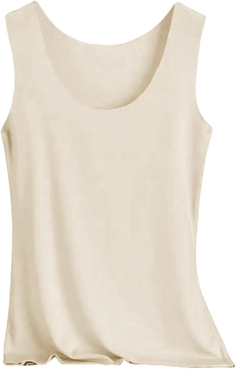 Heevina Tank Tops With Built In Bras For Women Seamless Camisole Undershirts Vest Spaghetti Strap Shelf Bra Shirt