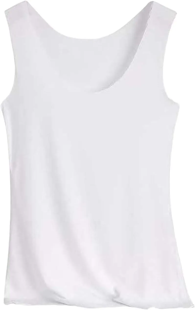 Heevina Tank Tops With Built In Bras For Women Seamless Camisole Undershirts Vest Spaghetti Strap Shelf Bra Shirt