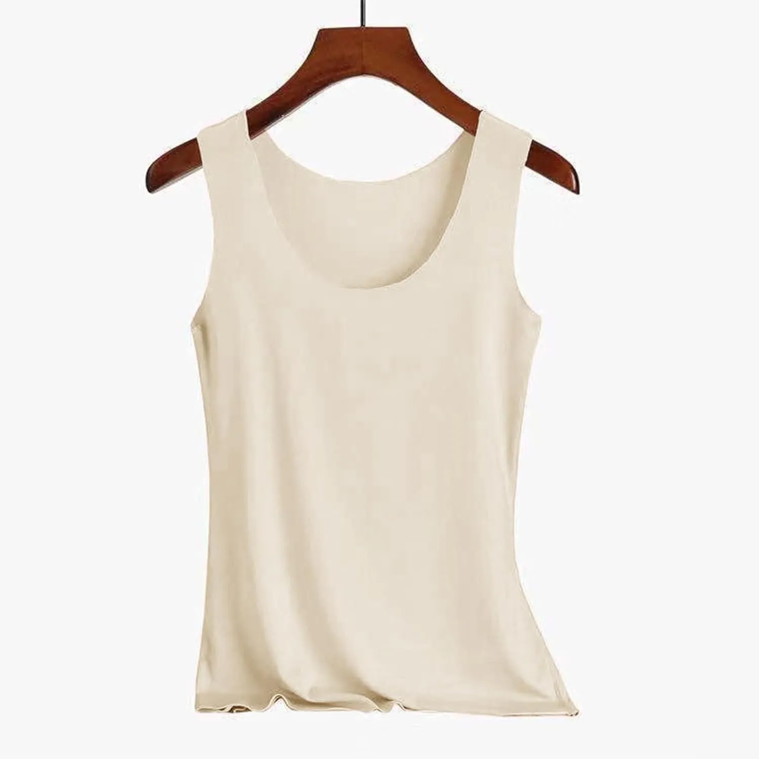 Heevina Tank Tops With Built In Bras For Women Seamless Camisole Undershirts Vest Spaghetti Strap Shelf Bra Shirt