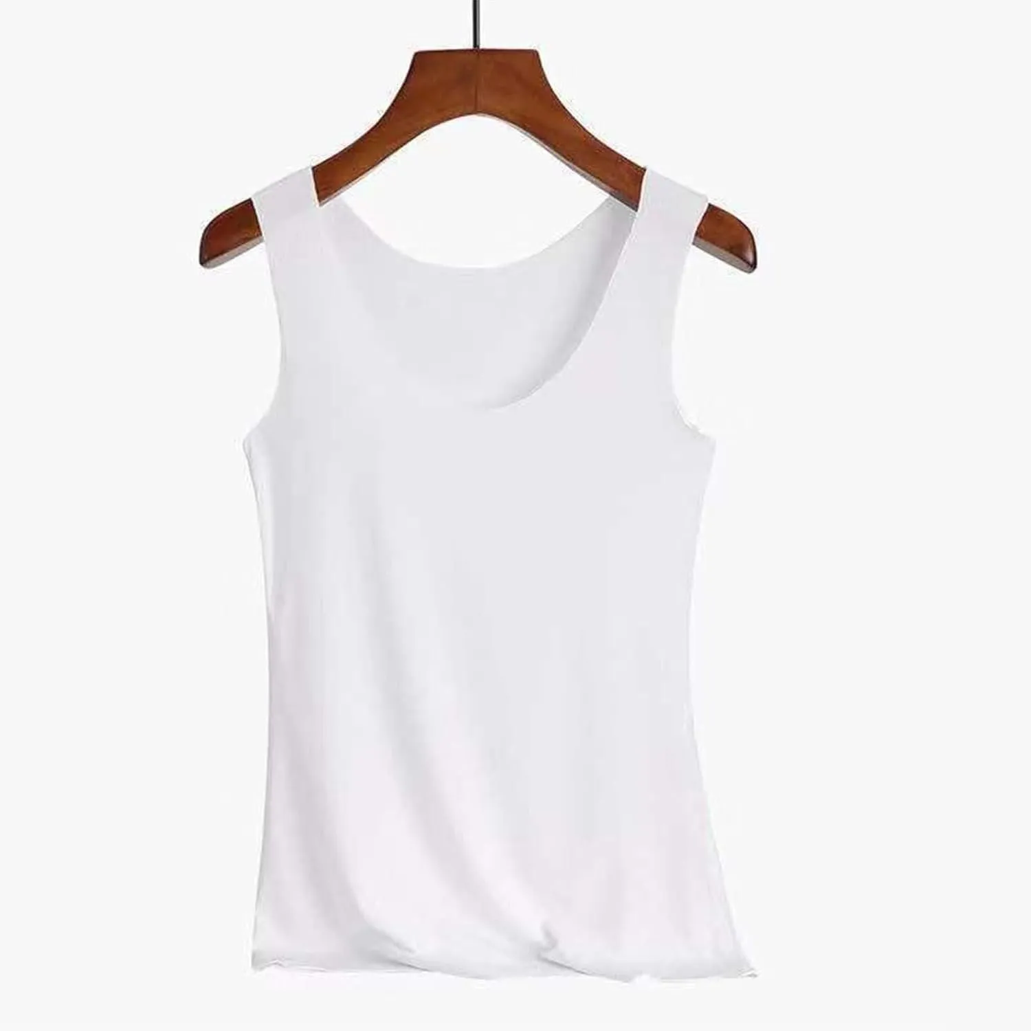 Heevina Tank Tops With Built In Bras For Women Seamless Camisole Undershirts Vest Spaghetti Strap Shelf Bra Shirt