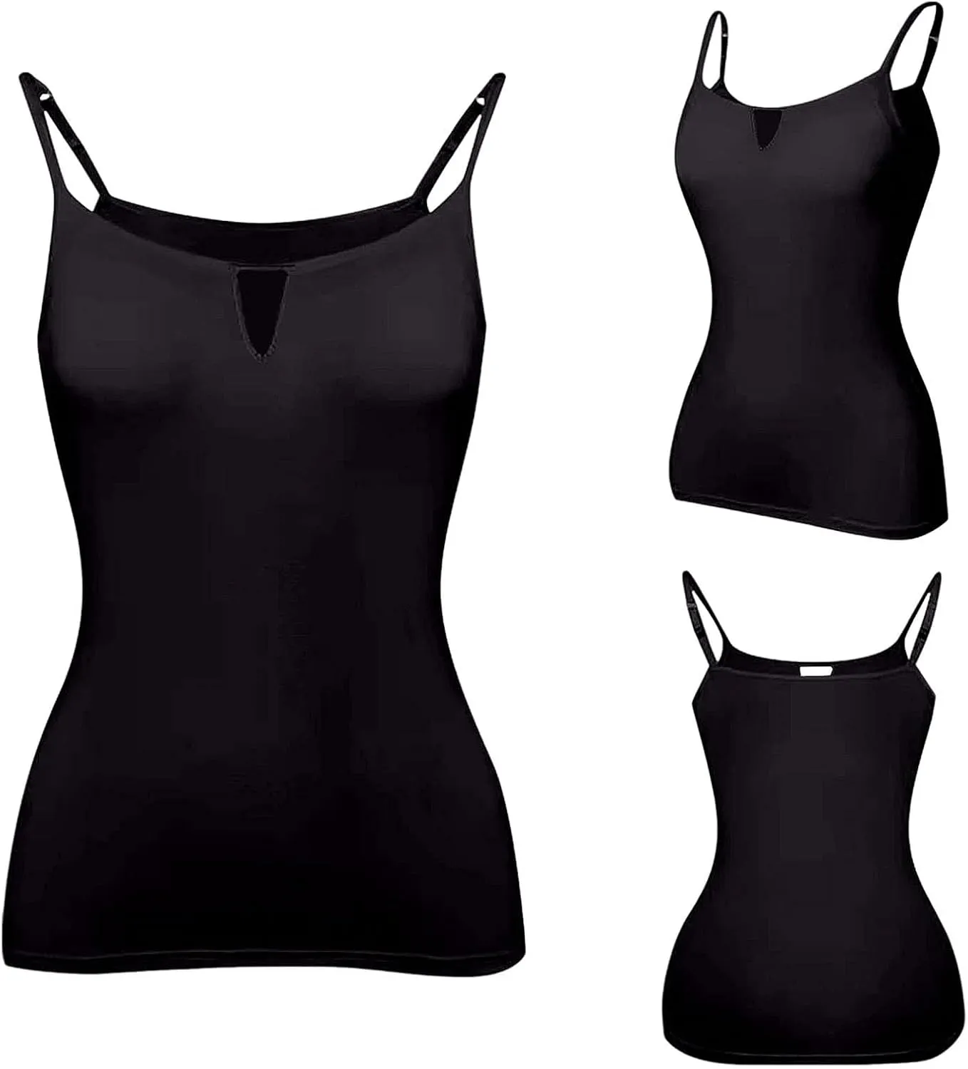 Heevina Tank Tops with Built in Bras Hollow Out Camisole for Women Cami Solid Color Vest Casual Summer