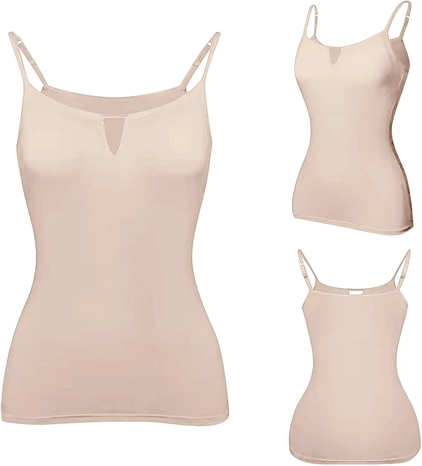 Heevina Tank Tops with Built in Bras Hollow Out Camisole for Women Cami Solid Color Vest Casual Summer