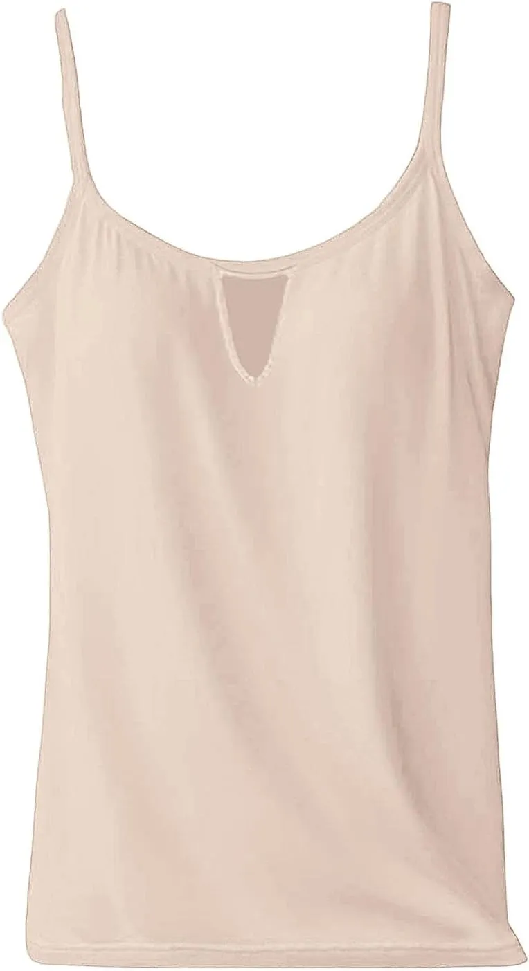 Heevina Tank Tops with Built in Bras Hollow Out Camisole for Women Cami Solid Color Vest Casual Summer