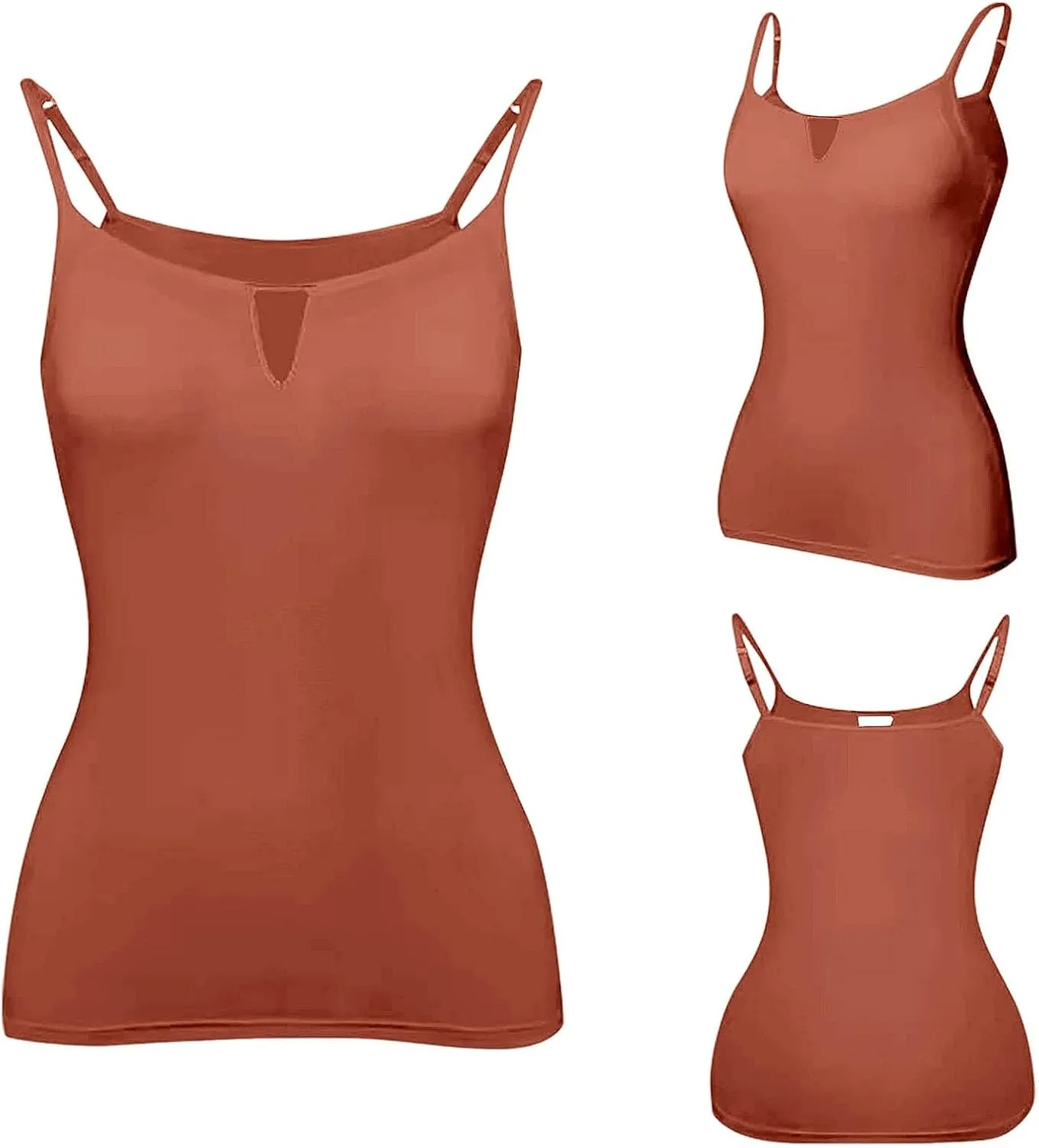 Heevina Tank Tops with Built in Bras Hollow Out Camisole for Women Cami Solid Color Vest Casual Summer