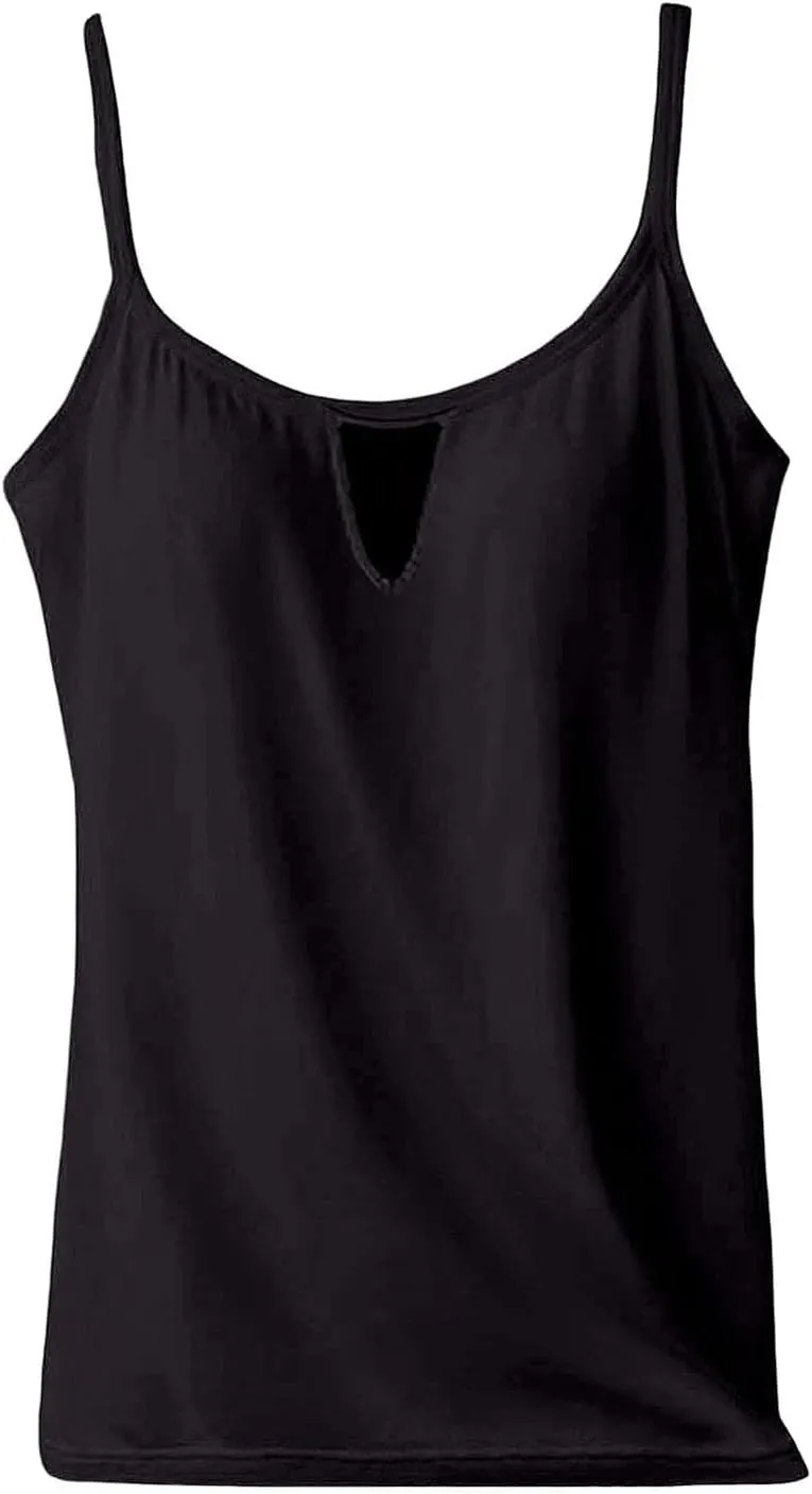 Heevina Tank Tops with Built in Bras Hollow Out Camisole for Women Cami Solid Color Vest Casual Summer