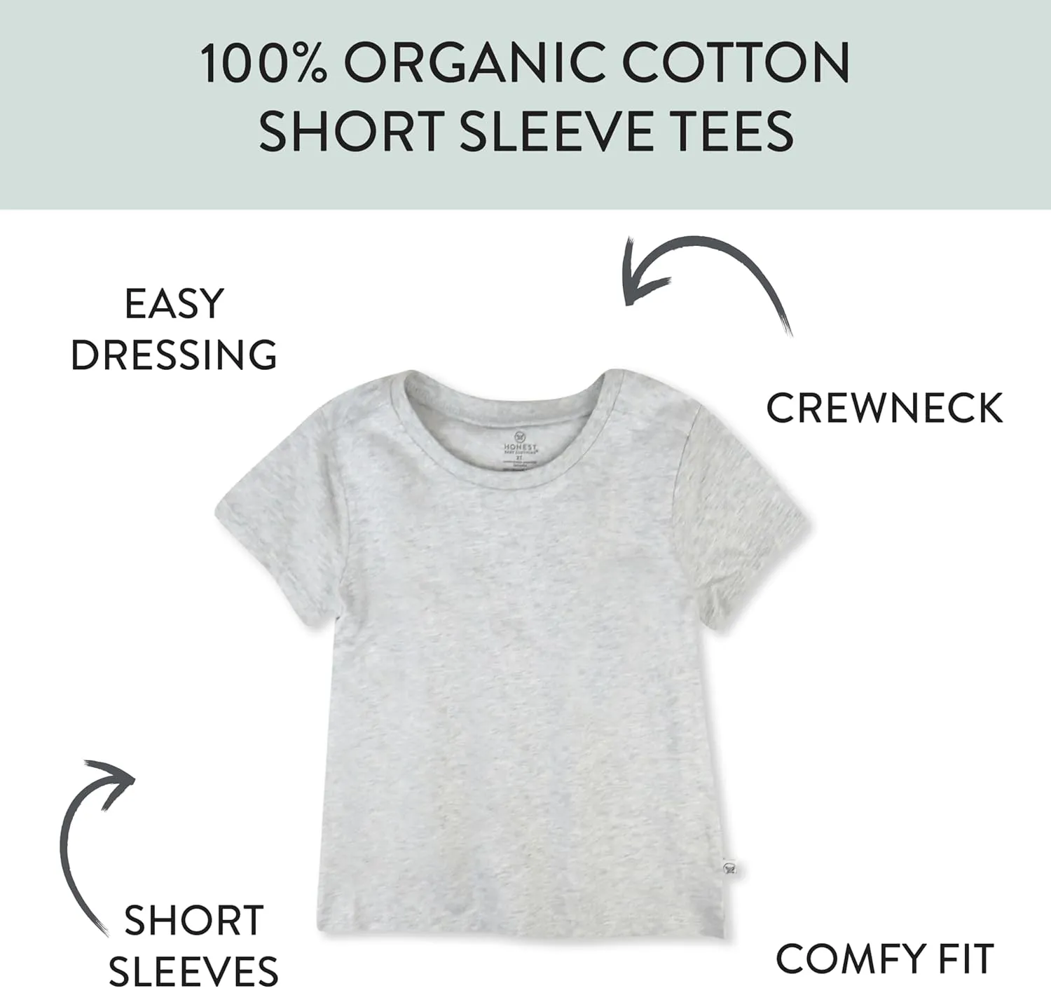 HonestBaby Multipack T-Shirt 100% Organic Cotton Infant Baby, Toddler, Little Kids Boys, Girls, Unisex