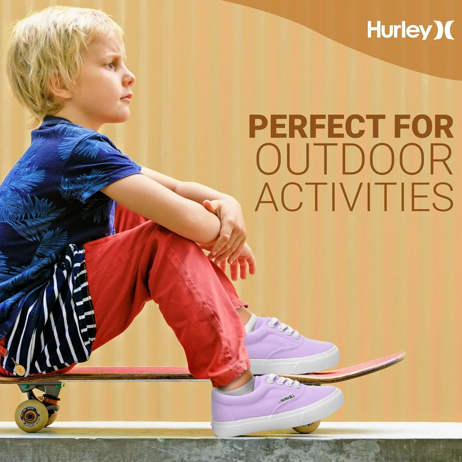 Hurley Marley Kids Lace Up Canvas Sneakers ??Low Cut Skateboarding Shoes for Kids, Sports Shoes for Boys and Girls