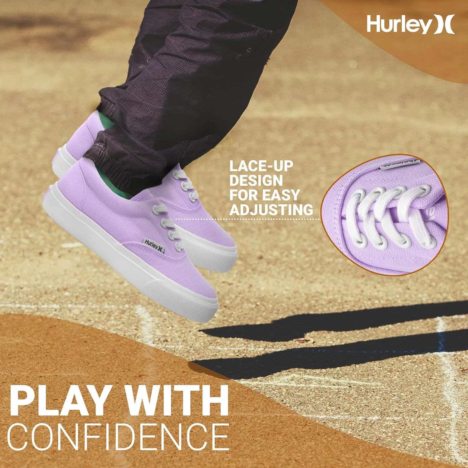 Hurley Marley Kids Lace Up Canvas Sneakers ??Low Cut Skateboarding Shoes for Kids, Sports Shoes for Boys and Girls