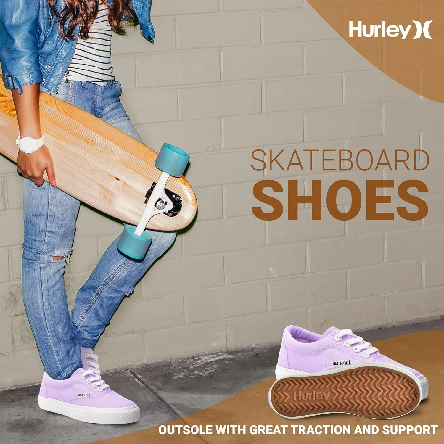 Hurley Marley Kids Lace Up Canvas Sneakers ??Low Cut Skateboarding Shoes for Kids, Sports Shoes for Boys and Girls
