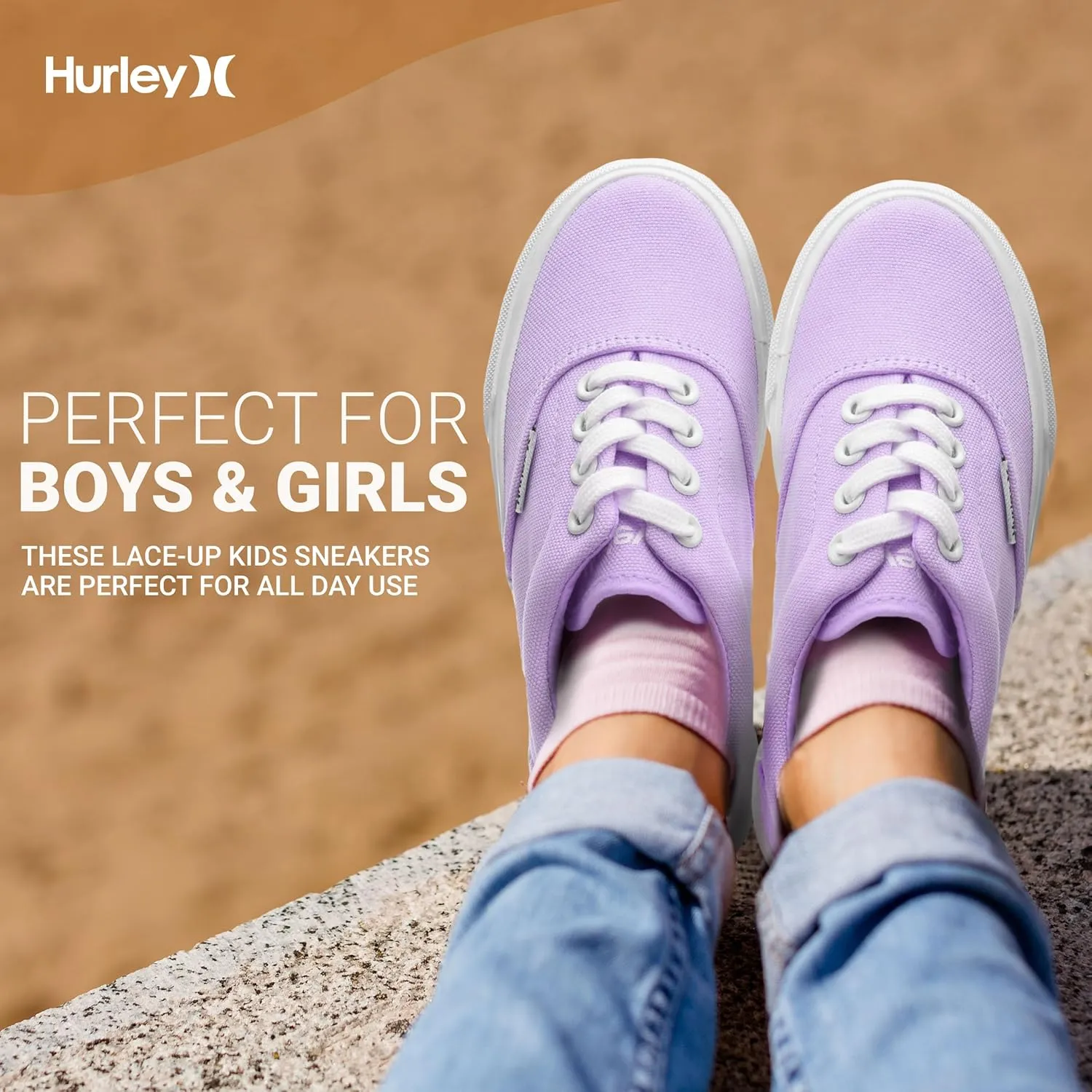 Hurley Marley Kids Lace Up Canvas Sneakers ??Low Cut Skateboarding Shoes for Kids, Sports Shoes for Boys and Girls