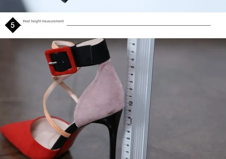 Internet Celebrity Color Block Young Adult Cross Strap Sexy High Heels
