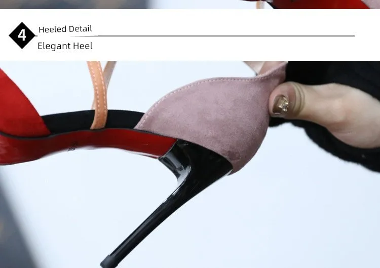 Internet Celebrity Color Block Young Adult Cross Strap Sexy High Heels