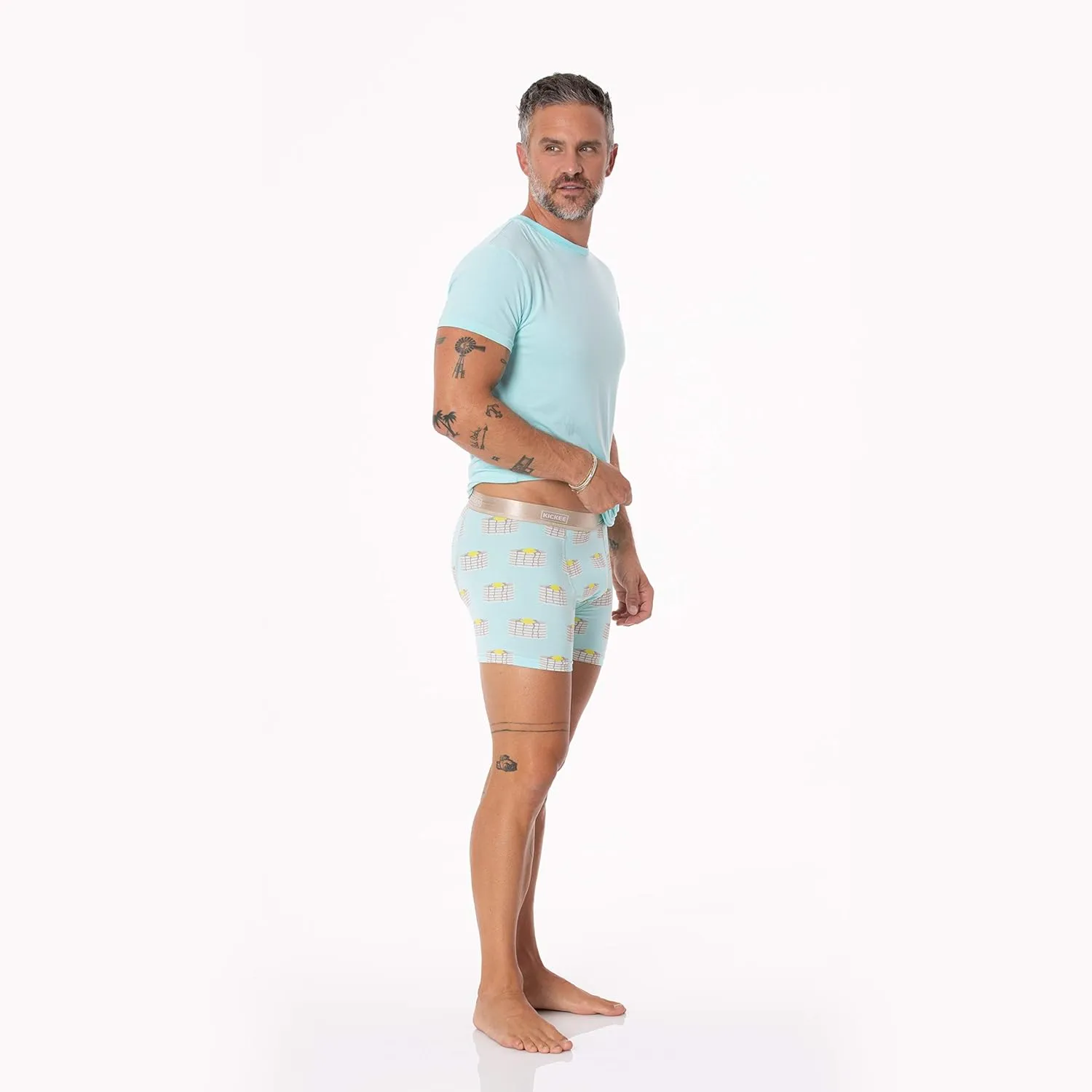 KICKEE Mens Print Boxer Brief Underwear, Silky Soft Printed Briefs for Men