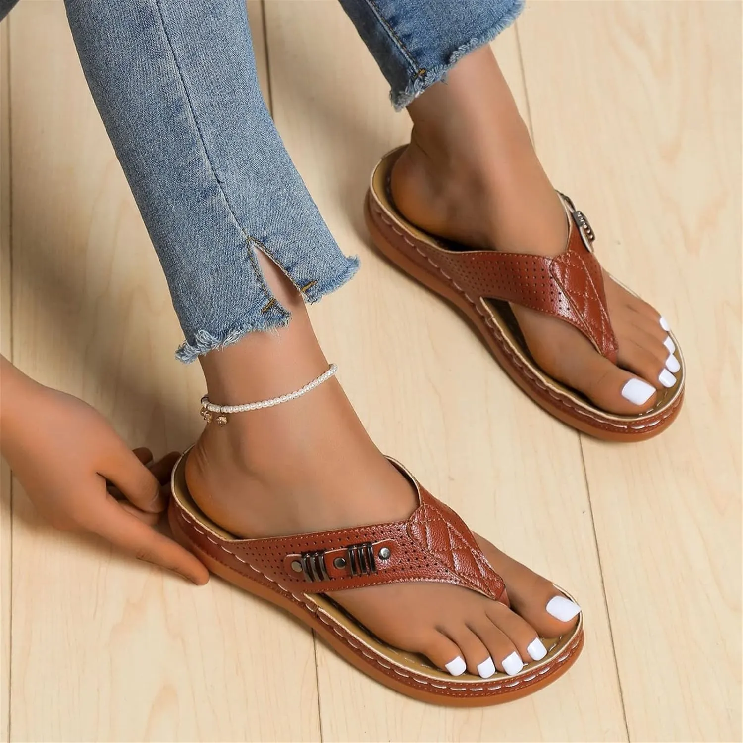 Ladmiple Orthotic Dress Sandals For Women With Arch Support Comfortable Walking Orthopedic Flip Flops Dressy Summer Slides