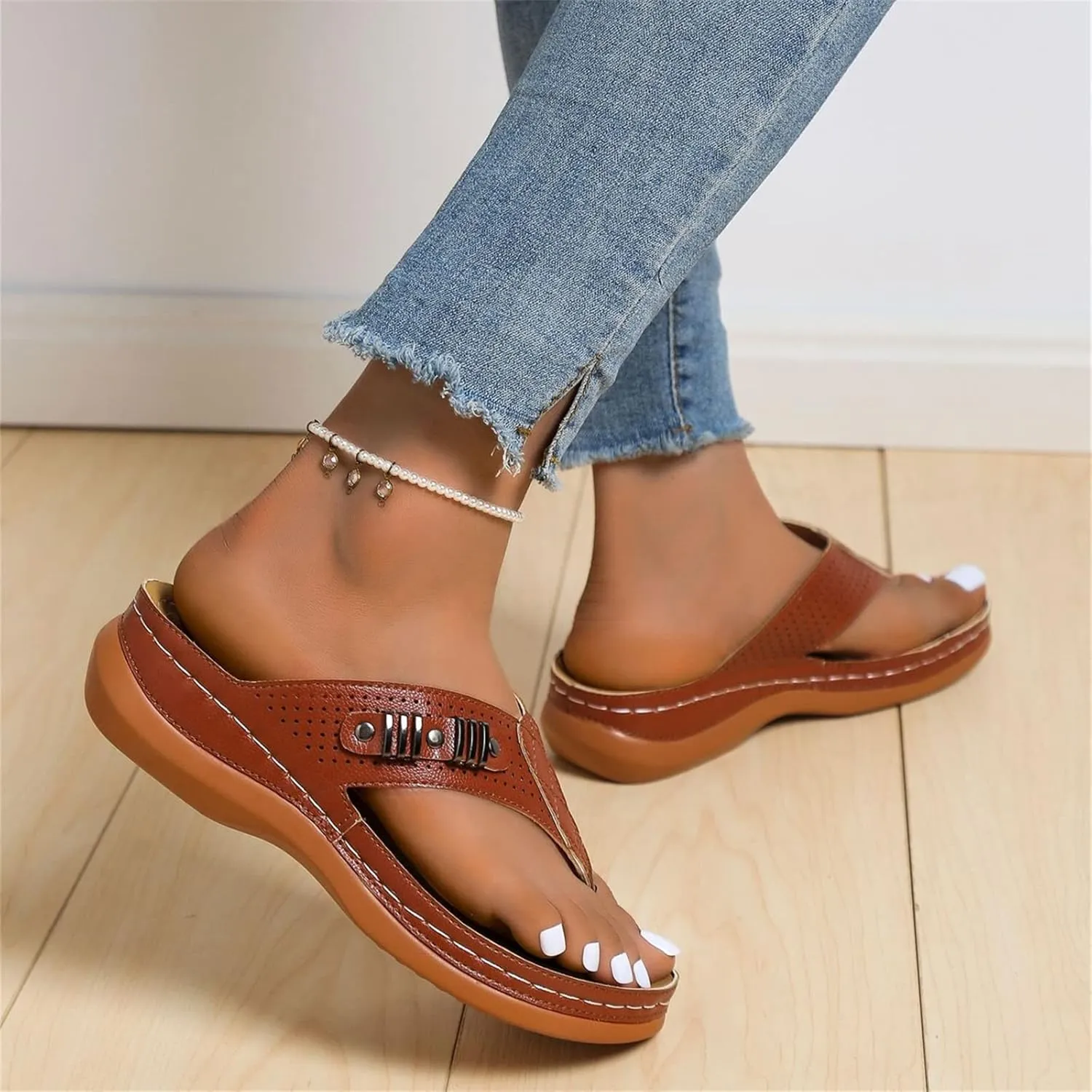 Ladmiple Orthotic Dress Sandals For Women With Arch Support Comfortable Walking Orthopedic Flip Flops Dressy Summer Slides