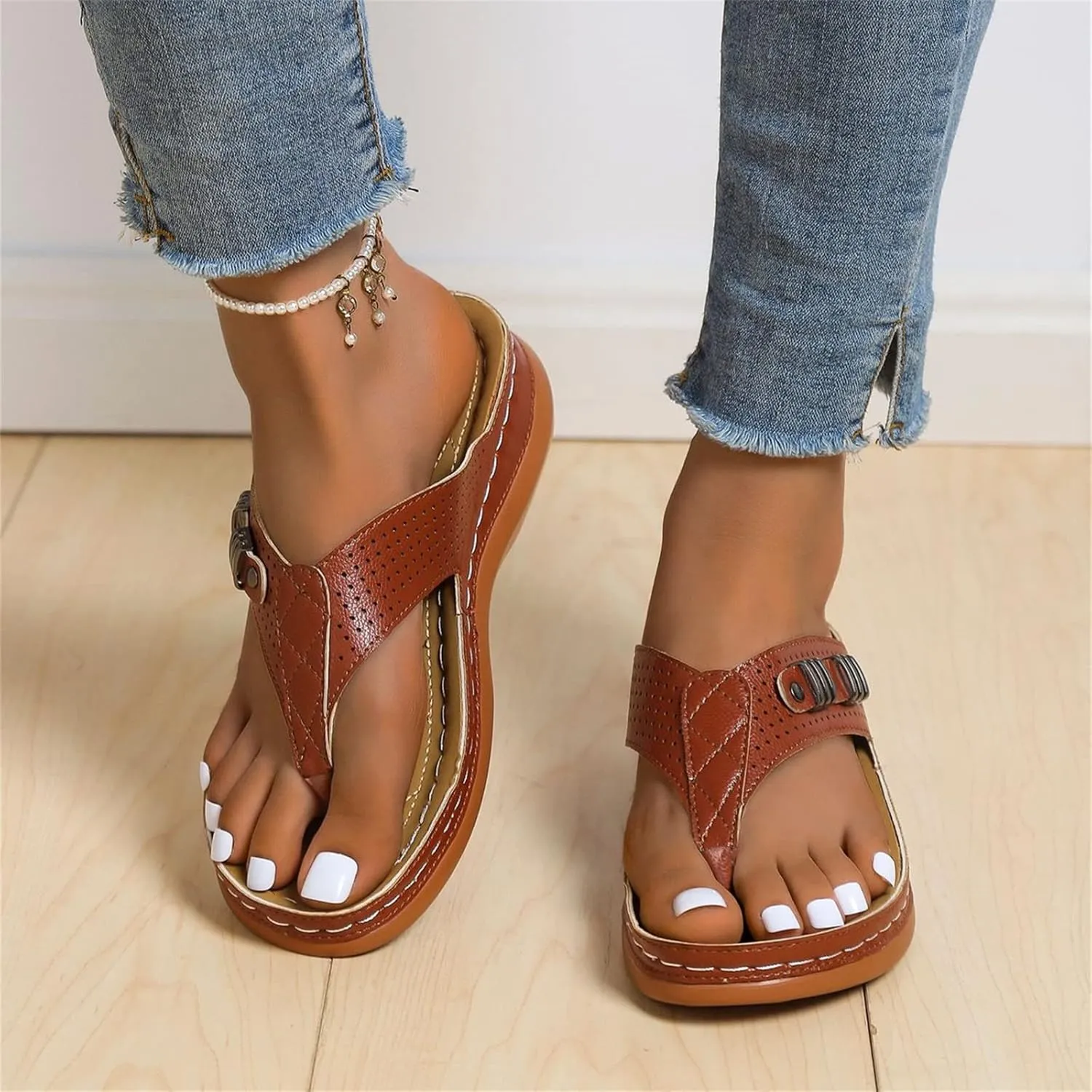 Ladmiple Orthotic Dress Sandals For Women With Arch Support Comfortable Walking Orthopedic Flip Flops Dressy Summer Slides