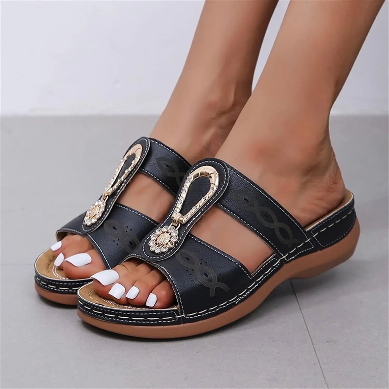 Ladmiple Sandals Women Beach Cute Orthopedic Arch Support Flip Flops Summer Comfortable Walking Orthotic Walking Slides