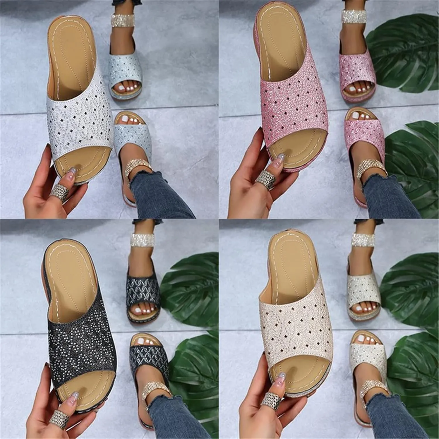 Ladmiple Sandals Women Dressy Summer Wedge Orthotic Slides Comfortable Orthopedic Walking Flip Flops with Arch Support 2024