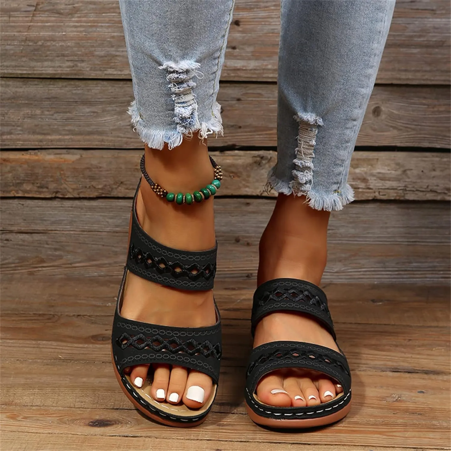 Ladmiple Women's Sandals Comfortable Dressy Arch Support Orthotic Flip Flops Walking Orthopedic Slides Summer Shoes 2023