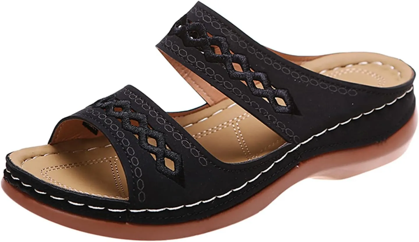 Ladmiple Women's Sandals Comfortable Dressy Arch Support Orthotic Flip Flops Walking Orthopedic Slides Summer Shoes 2023