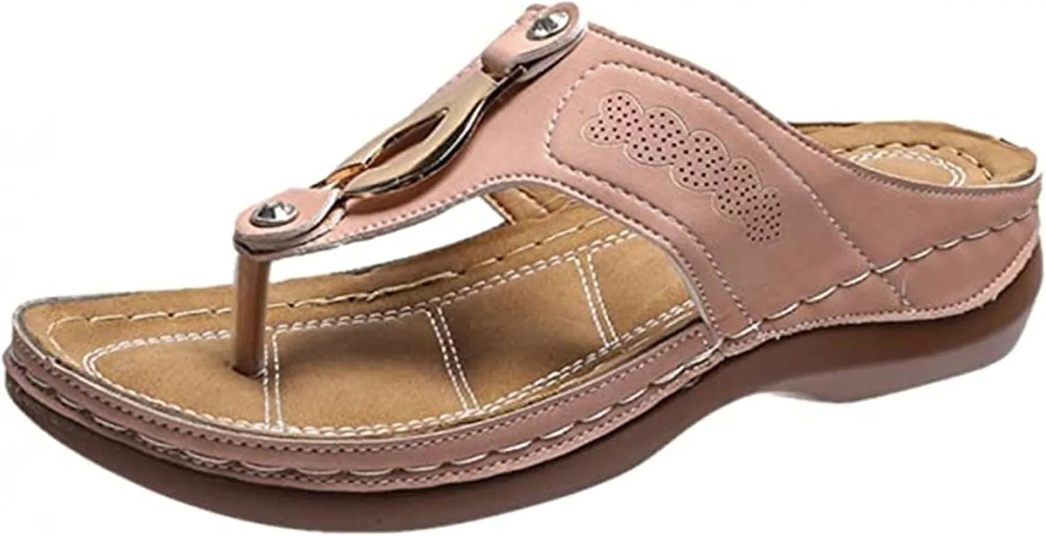 Ladmiple Women's Sandals Comfortable With Arch Support Orthotic Walking Slides Open Toe Dressy Summer Orthopedic Flip Flops