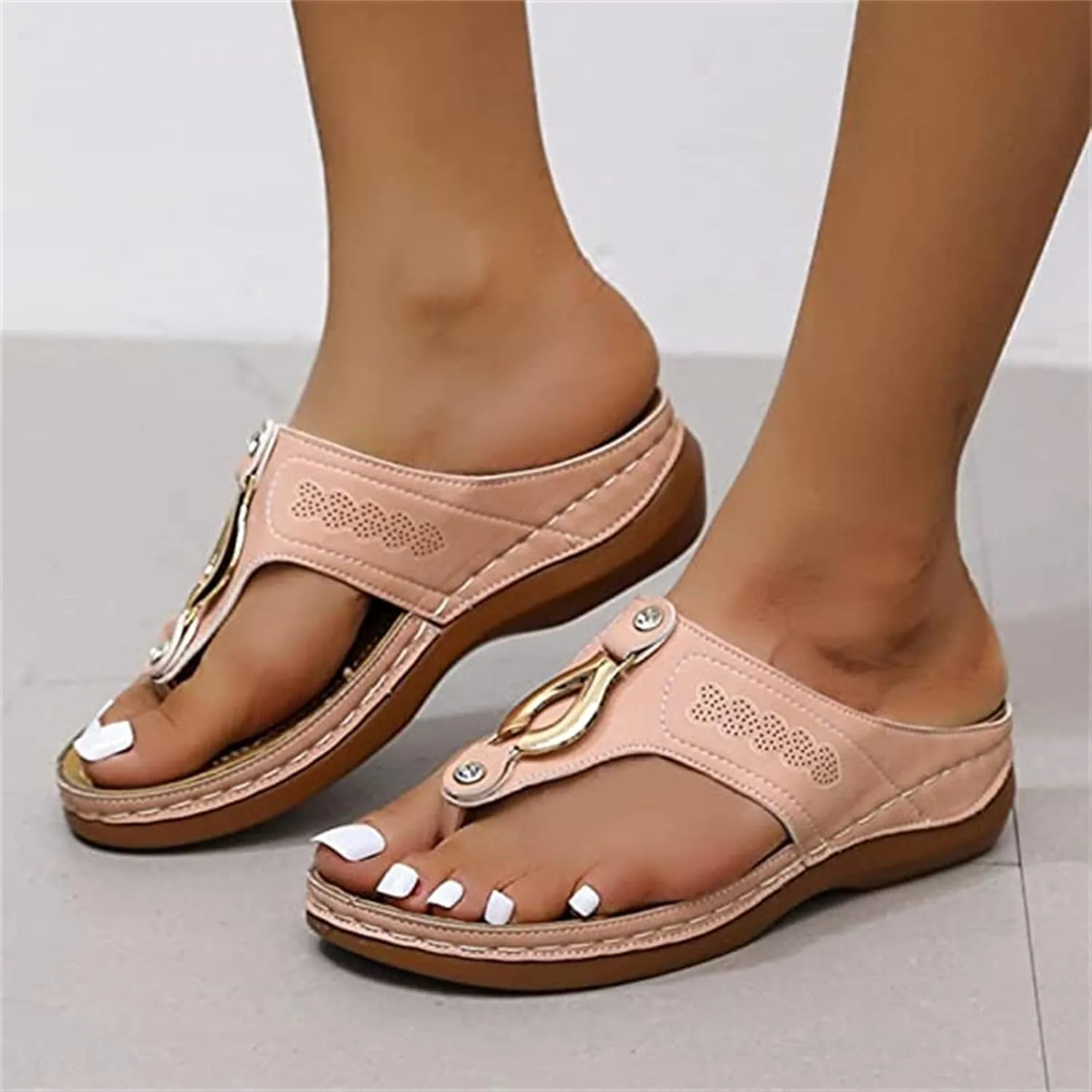 Ladmiple Women's Sandals Comfortable With Arch Support Orthotic Walking Slides Open Toe Dressy Summer Orthopedic Flip Flops