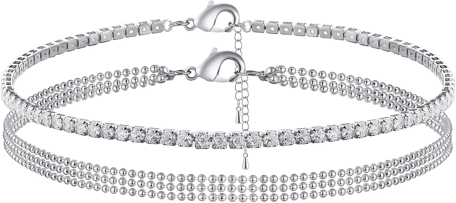 Layered Ankle Bracelets for Women 18K Gold Plated Dainty Fishbone Snake Chain Fine Bead Paperclip Peach Heart Anklets for Women Waterproof Minimalist Simple Anklets Fashion Summer Jewelry Anklet For Women