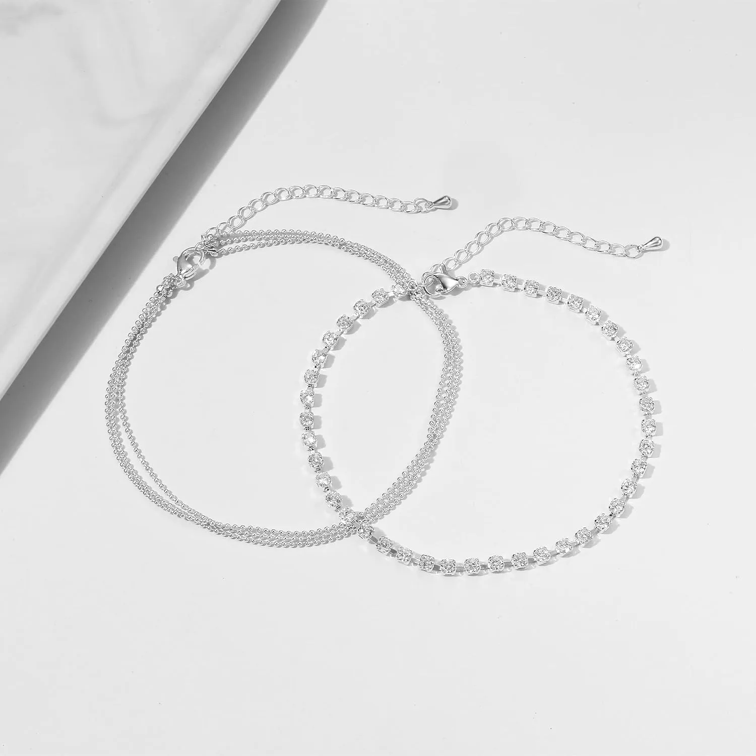 Layered Ankle Bracelets for Women 18K Gold Plated Dainty Fishbone Snake Chain Fine Bead Paperclip Peach Heart Anklets for Women Waterproof Minimalist Simple Anklets Fashion Summer Jewelry Anklet For Women