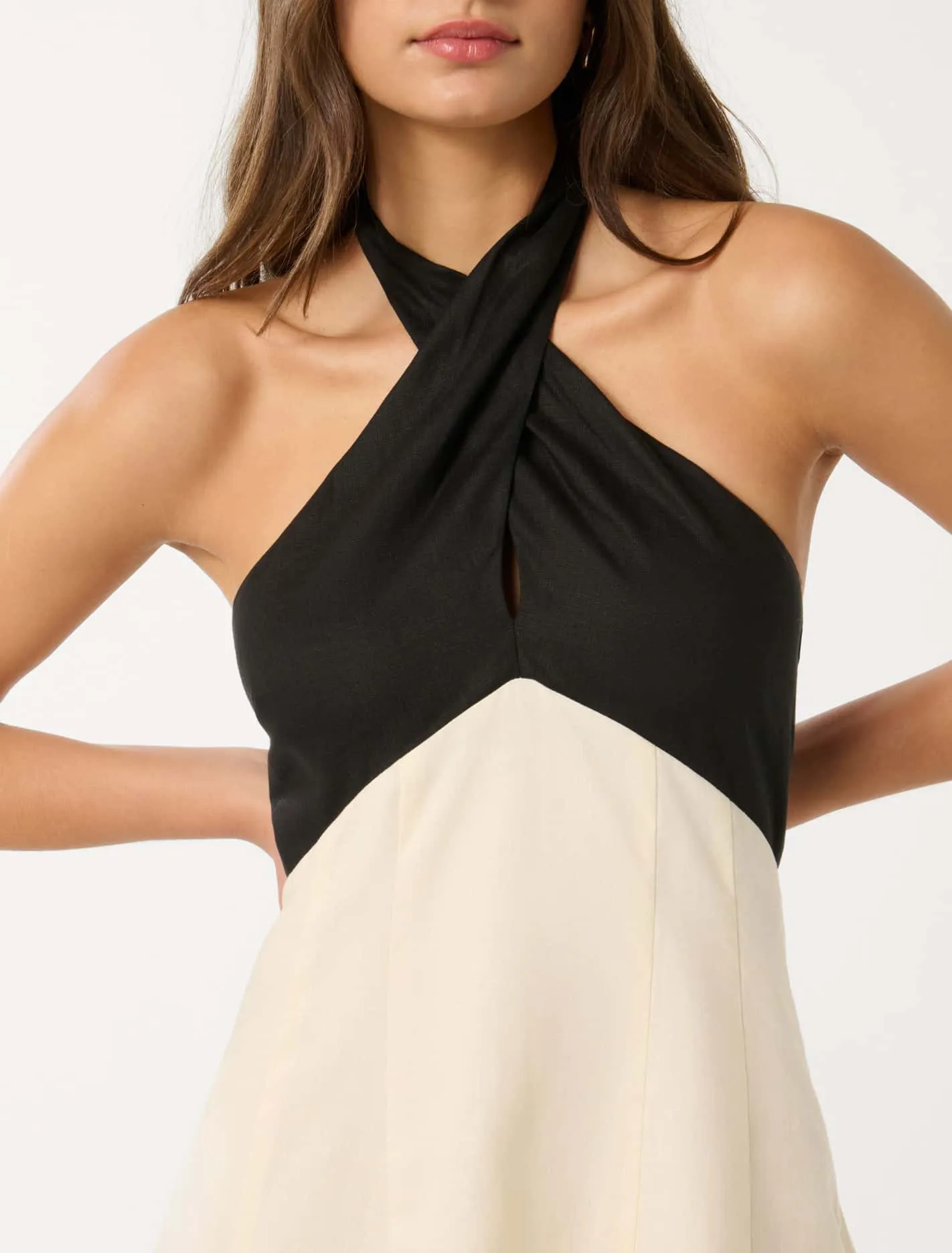 Lea Contrast Halter Neck Mini Dress