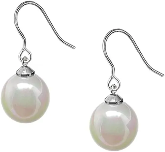 Limerencia Titanium Dangle Earrings, Shell Pearl Drop Earrings, 10 mm Lightweight Drop Earrings Hypoallergenic for Sensitive Ears Women