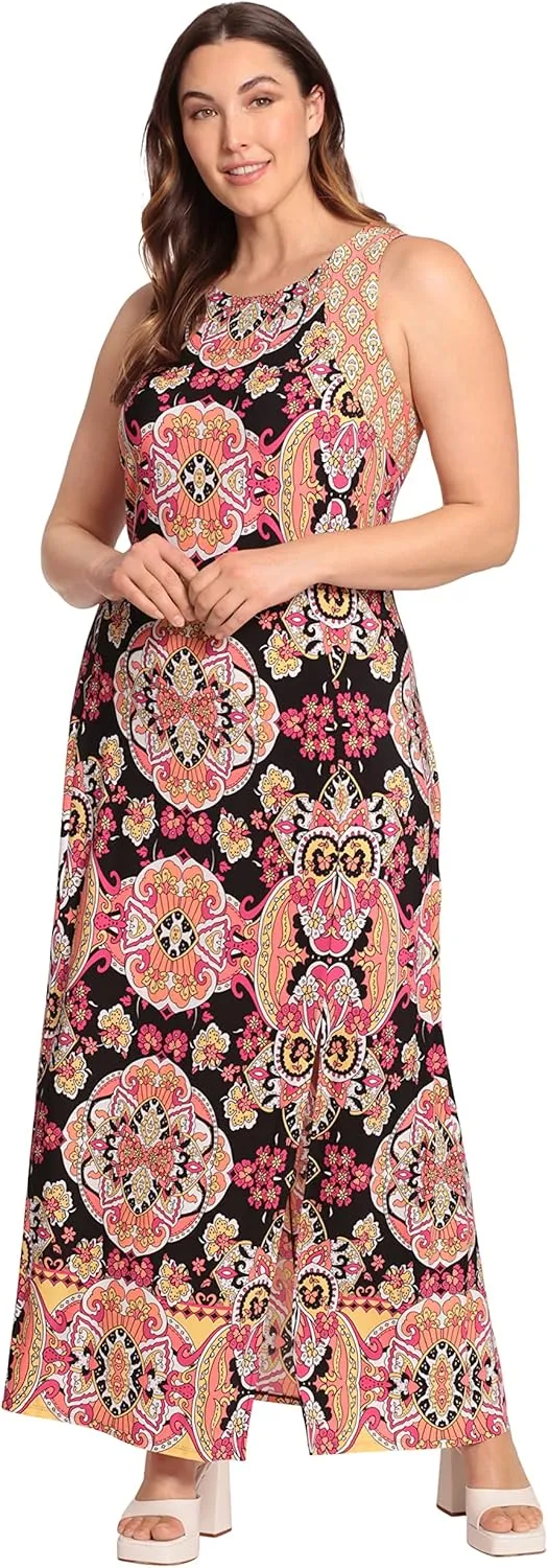 London Times Women's Dual Slit Maxi Dress Vacation Occasion Event Guest of