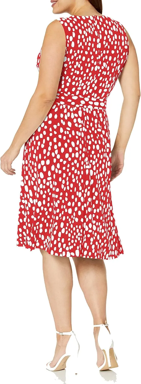 London Times Women's, Sleeveless Jersey Keyhole Belted Midi Dress