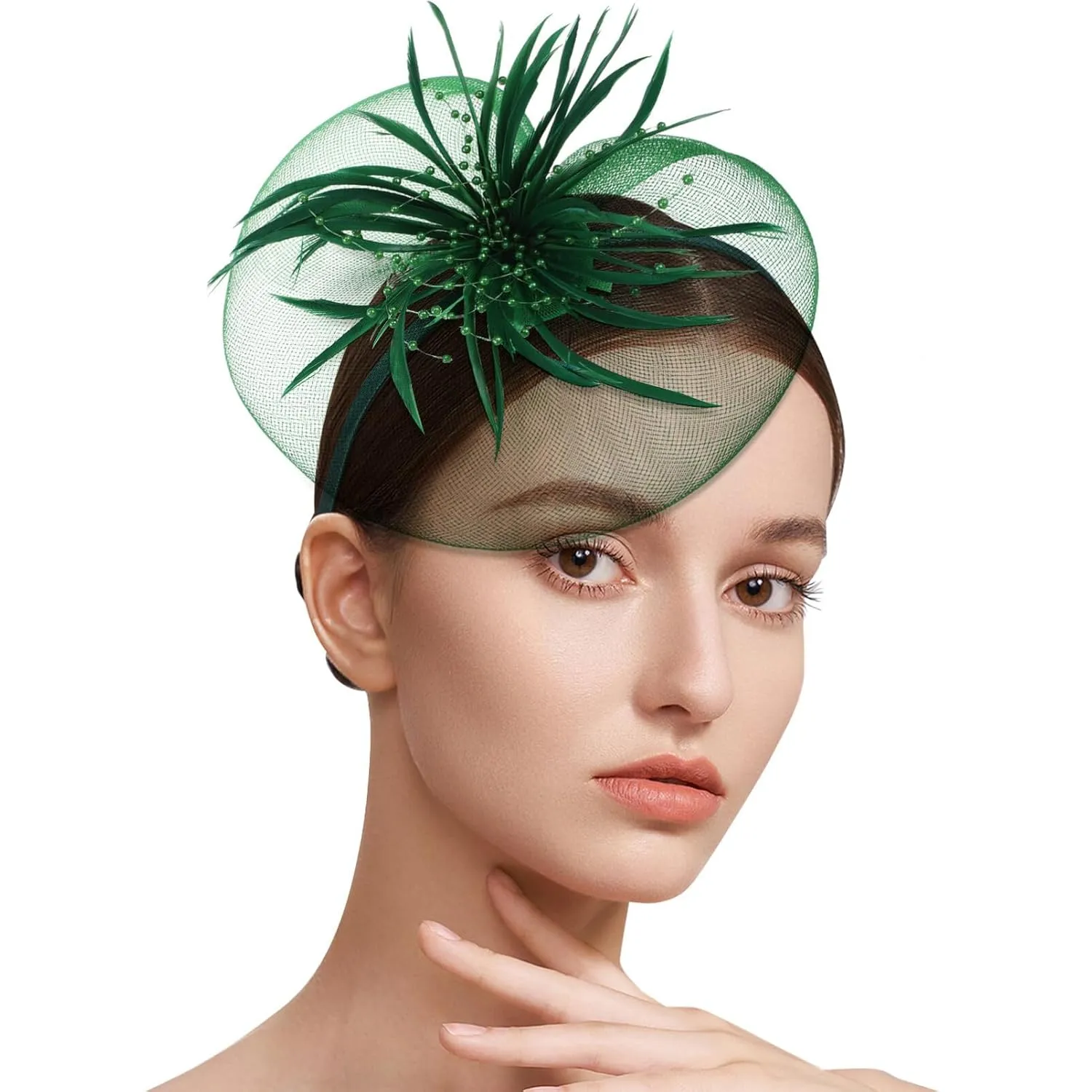 Luxurious Artificial Feather Headband Elegant Bow Clip Women's Hair Accessories